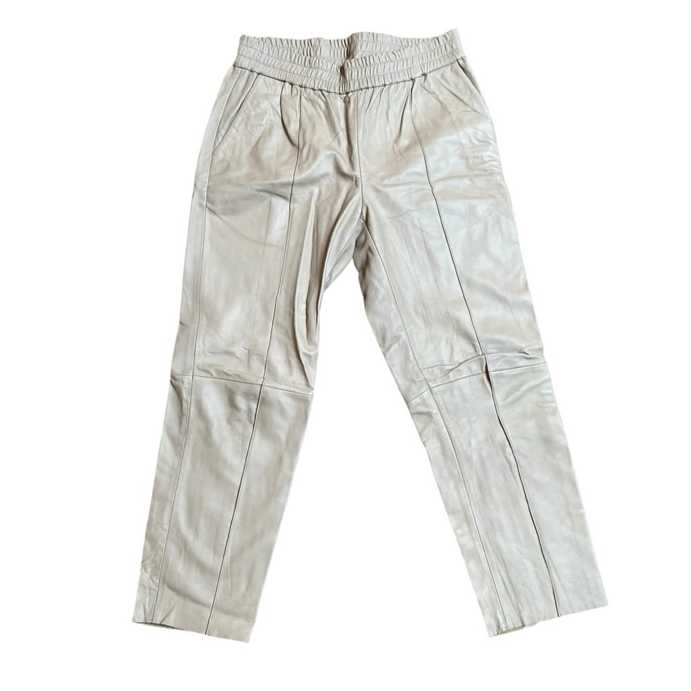 Day Birger et Mikkelsen Lamb Leather Pants Beige Pull-On Elastic Waist EU36 US 4